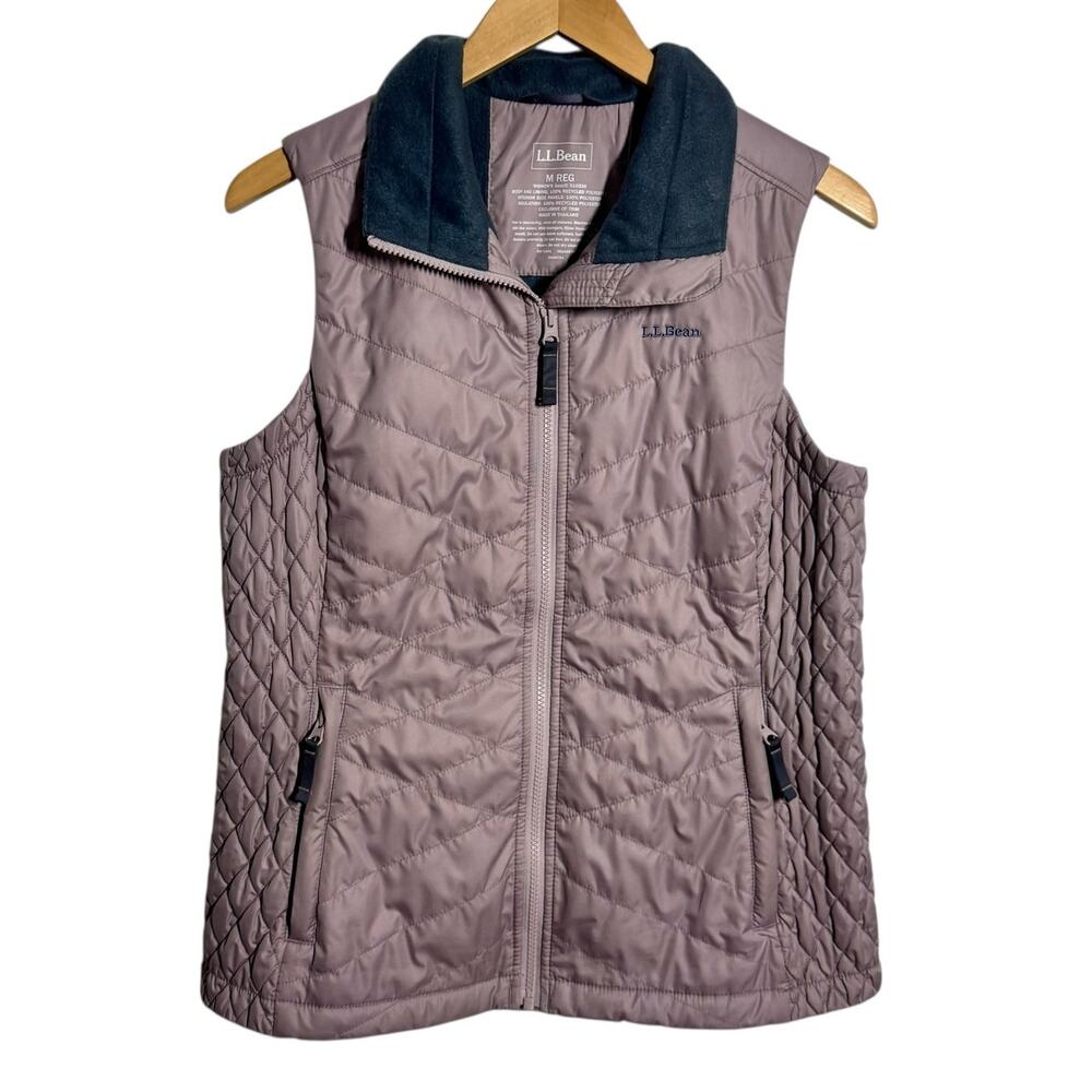 L.L.Bean Fleece-Lined PrimaLoft Vest Full Zip Women M Purple Cozy Gorpcore Camp